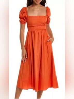 O.P.T NWT Midi Ruffled Orange Pink Dress XS